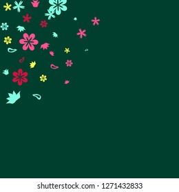 Delicate Floral Pattern with Simple Small Flowers for Greeting Card or Poster. Naive Daisy Flowers in Primitive Style. Vector Background for Spring or Summer Design.
