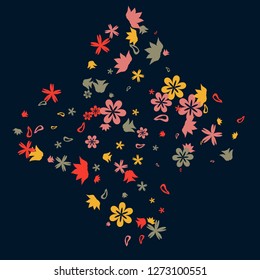 Delicate Floral Pattern with Simple Small Flowers for Greeting Card or Poster. Naive Daisy Flowers in Primitive Style. Vector Background for Spring or Summer Design.
