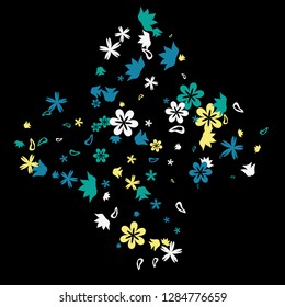 Delicate Floral Pattern with Simple Small Flowers for Greeting Card or Poster. Naive Daisy Flowers in Primitive Style. Vector Background for Spring or Summer Design.
