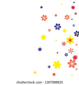 Delicate Floral Pattern with Simple Small Flowers for Greeting Card or Poster. Naive Daisy Flowers in Primitive Style. Vector Background for Spring or Summer Design.
