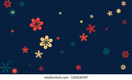 Delicate Floral Pattern with Simple Small Flowers for Greeting Card or Poster. Naive Daisy Flowers in Primitive Style. Vector Background for Spring or Summer Design.