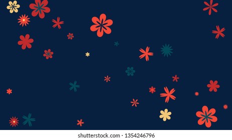 Delicate Floral Pattern with Simple Small Flowers for Greeting Card or Poster. Naive Daisy Flowers in Primitive Style. Vector Background for Spring or Summer Design.