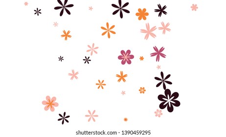 Delicate Floral Pattern with Simple Small Flowers for Greeting Card or Poster. Naive Daisy Flowers in Primitive Style. Vector Background for Spring or Summer Design.
