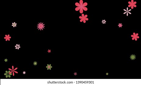 Delicate Floral Pattern with Simple Small Flowers for Greeting Card or Poster. Naive Daisy Flowers in Primitive Style. Vector Background for Spring or Summer Design.
