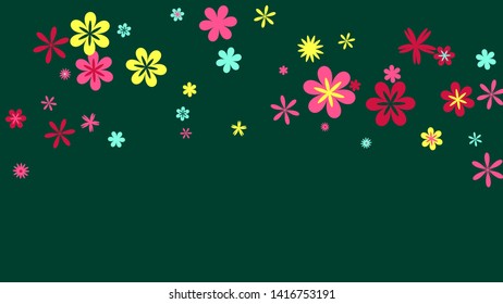 Delicate Floral Pattern with Simple Small Flowers for Greeting Card or Poster. Naive Daisy Flowers in Primitive Style. Vector Background for Spring or Summer Design.
