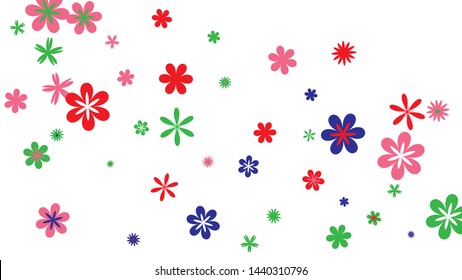 Delicate Floral Pattern with Simple Small Flowers for Greeting Card or Poster. Naive Daisy Flowers in Primitive Style. Vector Background for Spring or Summer Design.
