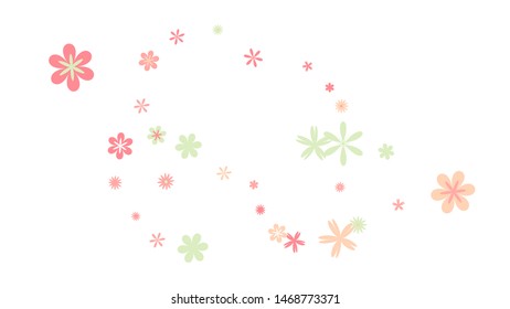 Delicate Floral Pattern with Simple Small Flowers for Greeting Card or Poster. Naive Daisy Flowers in Primitive Style. Vector Background for Spring or Summer Design.

