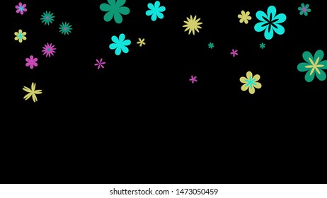 Delicate Floral Pattern with Simple Small Flowers for Greeting Card or Poster. Naive Daisy Flowers in Primitive Style. Vector Background for Spring or Summer Design.

