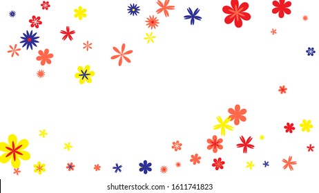 Delicate Floral Pattern with Simple Small Flowers for Greeting Card or Poster. Naive Daisy Flowers in Primitive Style. Vector Background for Spring or Summer Design.
