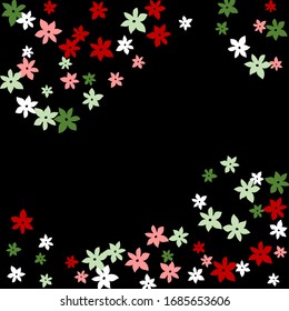 Delicate Floral Pattern with Simple Small Flowers for Greeting Card or Poster. Naive Daisy Flowers in Primitive Style. Vector Background for Spring or Summer Design.
