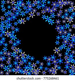 Delicate Floral Pattern with Simple Small Flowers for Greeting Card or Poster. Naive Daisy Flowers in Primitive Style. Vector Frame for Spring or Summer Design.
