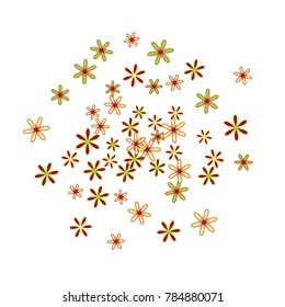 Delicate Floral Pattern with Simple Small Flowers for Greeting Card or Poster. Naive Daisy Flowers in Primitive Style. Vector Background for Spring or Summer Design.