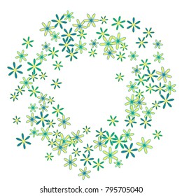 Delicate Floral Pattern with Simple Small Flowers for Greeting Card or Poster. Naive Daisy Flowers in Primitive Style. Vector Frame for Spring or Summer Design.