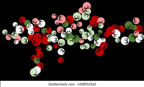 Delicate Floral Pattern with Simple Stylized Berries for Greeting Card or Poster. Naive Daisy Berries in Primitive Style. 
