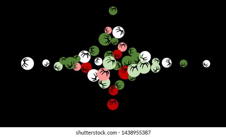Delicate Floral Pattern with Simple Stylized Berries for Greeting Card or Poster. Naive Daisy Berries in Primitive Style. 
