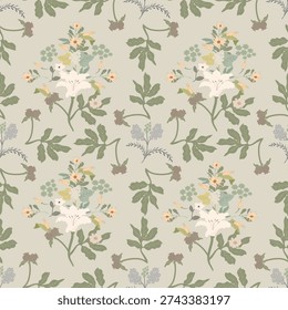 Delicate floral patterns on a light green background create a clean and calming look, ideal for wallpaper, curtains, pillowcases, packaging, cards, favors, and online marketing. They add warmth, gentleness, and value to your products perfectly.