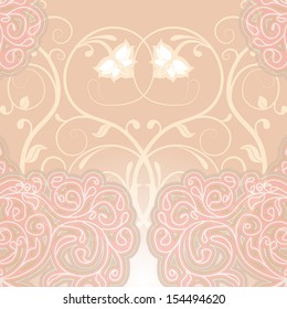 Delicate floral pink background. Can be used to design wedding invitations and greeting cards. Vector illustration.