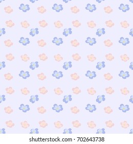 Delicate floral pink and blue seamless pattern