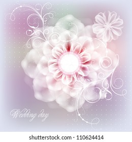 Delicate floral postcard with a wedding day