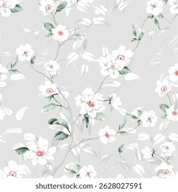 Delicado padrão sem emenda da impressão floral em um fundo rosa pálido
