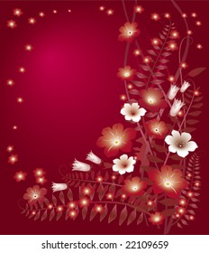 Delicate floral red background