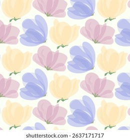 Delicate floral seamless background with watercolor flowers. Vector.
