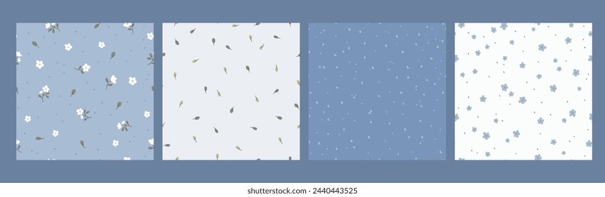 Delicate floral seamless pattern. Hand drawn pattern vector collection. Flower, leaf, leaves, delicate, cute. Surface design for packaging, fabric and stationery. 