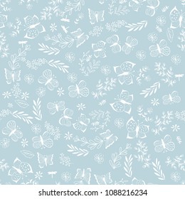 Delicate floral seamless pattern. Soft color background.