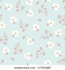 Delicate floral seamless pattern with white flowers.