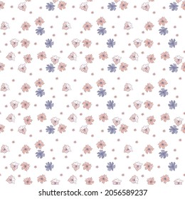 Delicate floral seamless pattern with a white background.