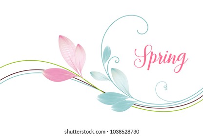 Delicate floral spring background with abstract leaves.