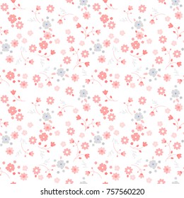 Delicate floral texture. Seamless small flowers pattern for design wrapping, textile, wallpaper, paper. Traditional cotton background.