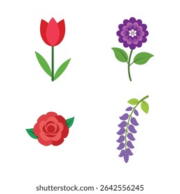 Delicate floral vector icons created for both digital artwork and elegant print projects Line Art Vector illustration