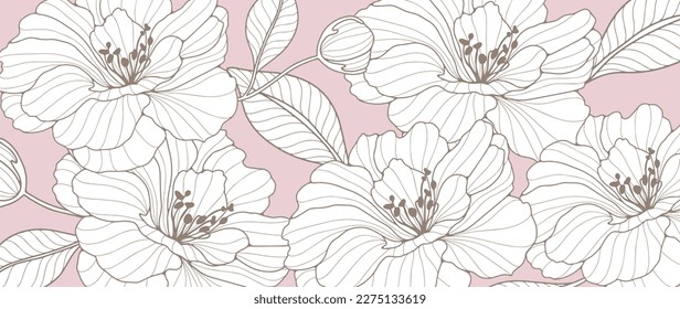 Delicada ilustración vectorial floral con flores blancas exuberantes y capuchas para cubiertas, fondos, decoración.