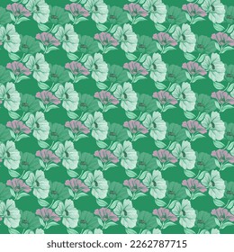Delicate floral vintage outline endless background. Abstract flower line seamless pattern. Retro style. Design for fabric, textile print, wrapping, cover. Vector illustration