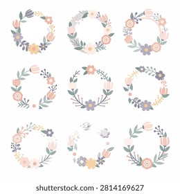 Delicate floral wreath pattern featuring pink roses and green leaves on a light background
