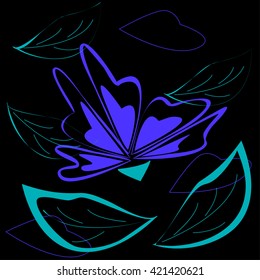 delicate flower with leaves, vector illustration