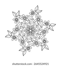 Delicate flower rings mandala coloring book page