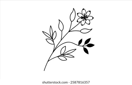 Delicate Flower: Simple Line Art
