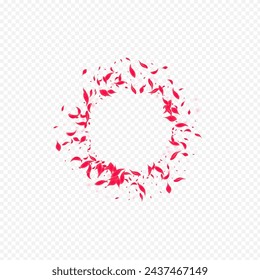 Delicate Flower Vector Transparent Background. Fly Sakura Wallpaper. Pink Peach Blur Banner. Red Beauty Cherry Illustration.