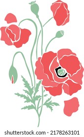 Flores delgadas, motivos florales, aisladas en un fondo blanco. En verano. Presente por aniversario y cumpleaños. Imprimir para camiseta o afiche