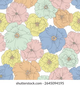 Delicate flowers. Flower Collection. Seamless background for fabrics, textiles, packaging and wallpaper. Vector illustration