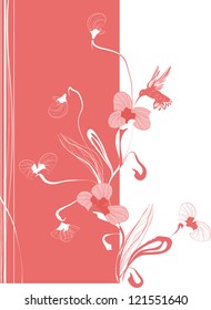 delicate flowers and hummingbird