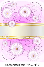 Delicate flowers on a background of shades purple.Banner.