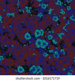 Delicate Flowers. Pattern in Autumn Blossoms for Print, Paper, Textile. Floral Background with Small Flowers. Trendy Pattern for Natural Design