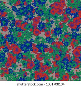 Delicate Flowers. Pattern in Autumn Blossoms for Print, Paper, Textile. Floral Background with Small Flowers. Trendy Pattern for Natural Design