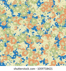 Delicate Flowers. Pattern in Autumn Blossoms for Print, Paper, Textile. Floral Background with Small Flowers. Trendy Pattern for Natural Design
