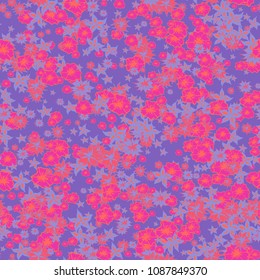 Delicate Flowers. Pattern in Autumn Blossoms for Print, Paper, Textile. Floral Background with Small Flowers. Trendy Pattern for Natural Design