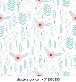 delicate flowers seamless pattern. Beautiful background 