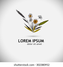 Delicate flowers stylized logo. Vector
